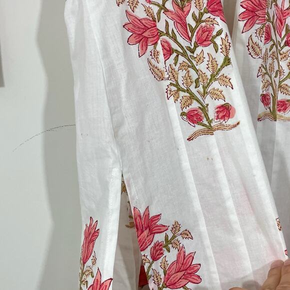 Kemble Palm Beach Button Up Kurta Tunic Womens Size XS Pink Floral - Picture 5 of 6